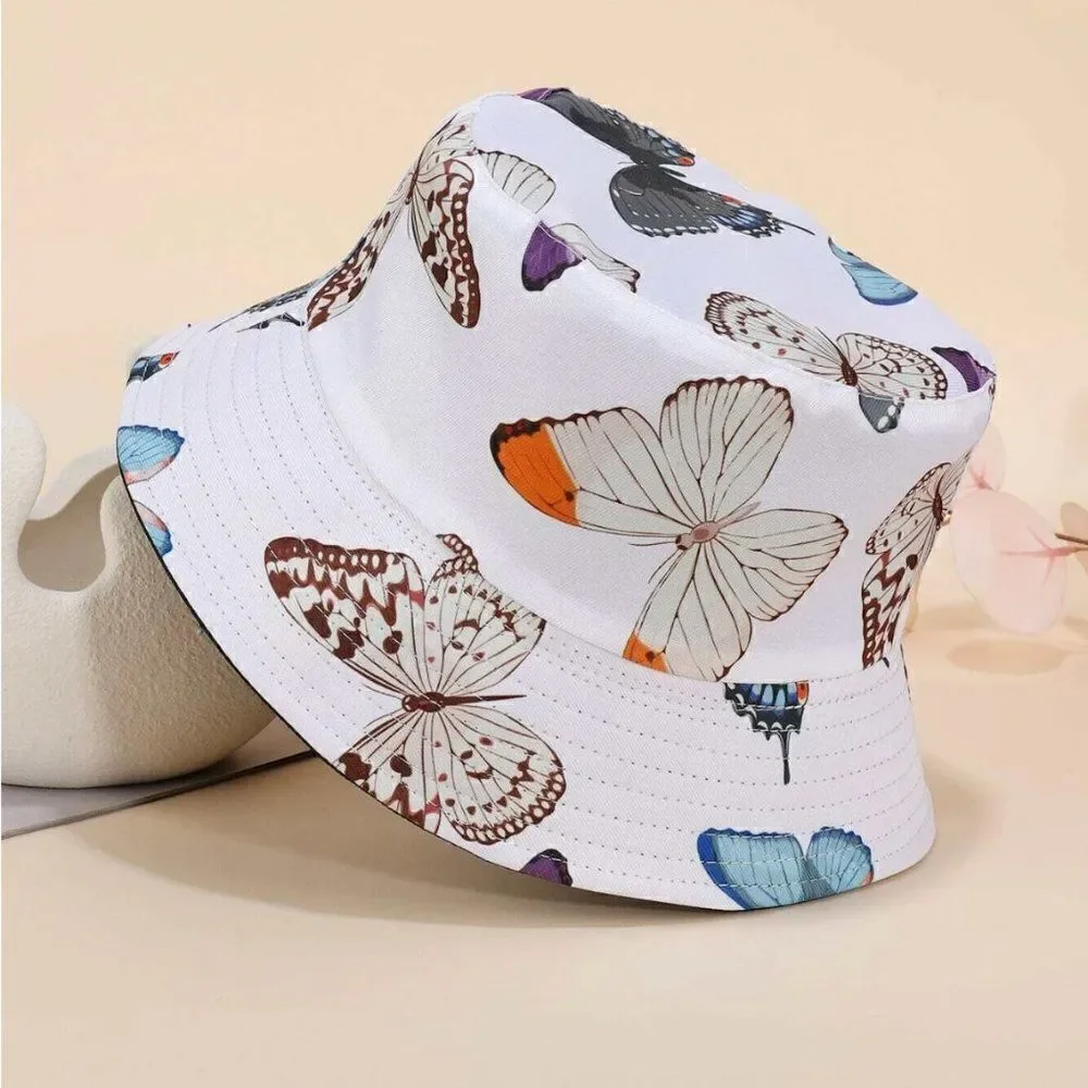 Large Butterfly Print Bucket Hat